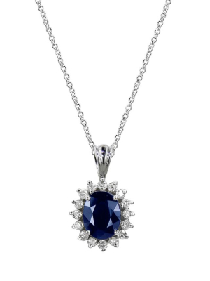 Effy Royalty 14k White Gold Blue Sapphire And Diamond Pendant, 2.29 Tcw