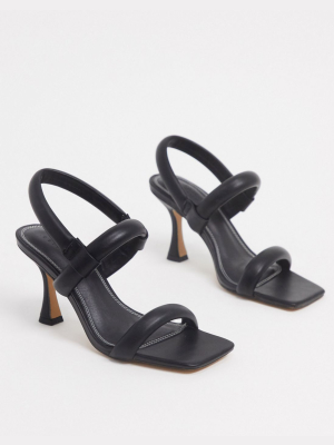 Asos Design Hickory Padded Mid-heeled Sandals In Black