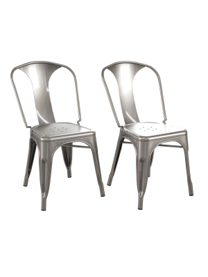 Set Of 2 Fay Metal Dining Chair Gray - Room & Joy