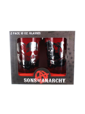 Just Funky Sons Of Anarchy Samcro 16oz Pint Glasses, Set Of 2