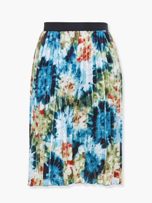 Plus Size Pleated Floral Skirt