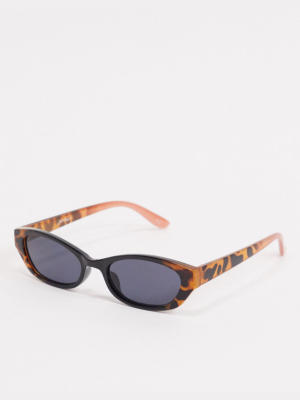Jeepers Peepers Slim Angled Sunglasses In Brown Tort To Black Fade