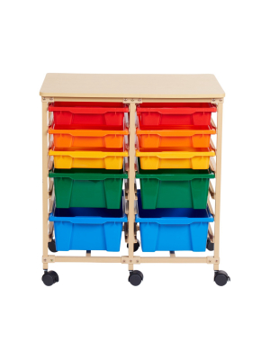 Ecr4kids Tray Mobile Storage Organizer, Sand With Assorted Colors