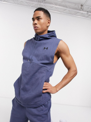 Under Armour Training Double Knit Sleeveless Hoodie In Blue