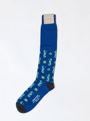 Mens Blue Seahorse Socks
