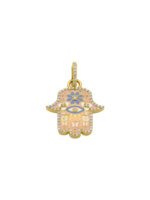 Small Hamsa Pendant - Pink