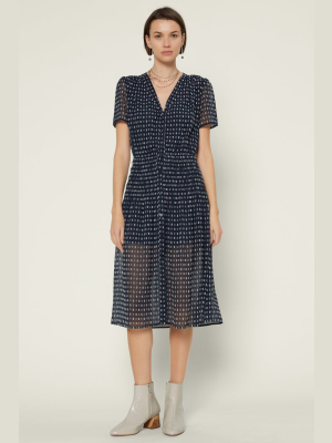 Dot Smocked Midi Dress