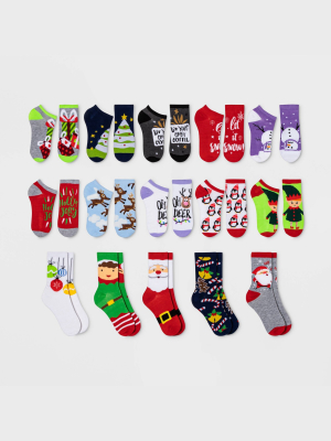 Women's Santa & Elves 15 Days Of Socks Advent Calendar - Assorted Colors 4-10