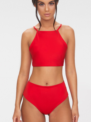 Red Mix & Match High Waisted Bikini Bottom