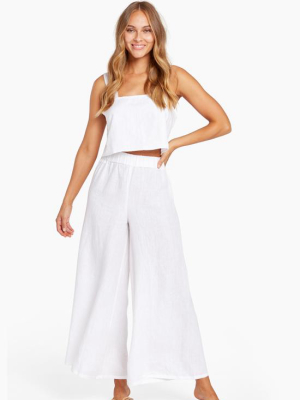 Tallows Linen Wide Leg Pant - Ecolinen White