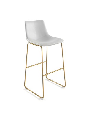 Petra Upholstered Barstool With Gold Frame - Aeon