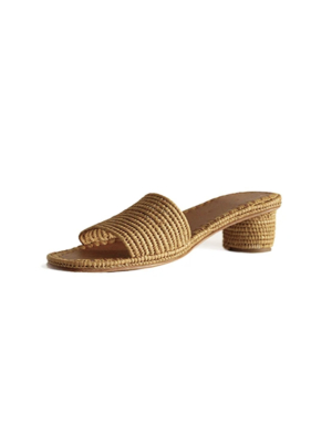 Carrie Forbes Bou Natural Raffia Slid With Heel