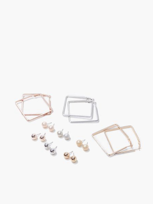 Square Hoop & Stud Earring Set