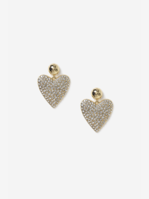 **pave Heart Drop Earrings