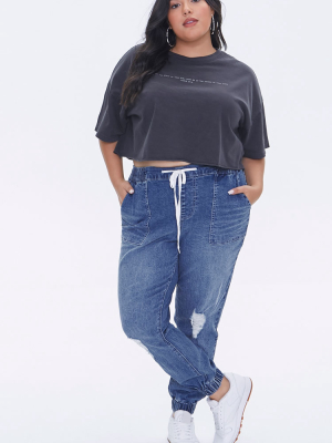 Plus Size Denim Joggers