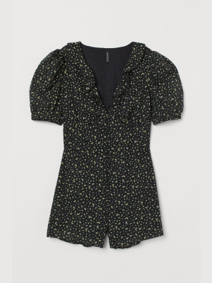 Puff-sleeved Romper