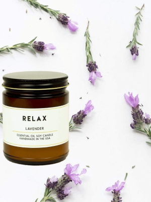 Relax Lavender Essential Oil Aromatherapy Candle