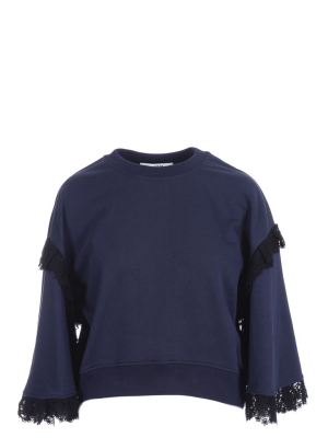 Msgm Lace Trim Crewneck Sweatshirt