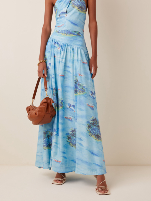 Kona Printed Rayon Maxi Skirt