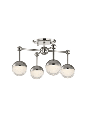 Boca 4 Light Led Flush Mount Polished Nickel