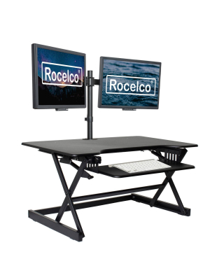 38" Large Height Adjustable Standing Desk Converter Black - Rocelco