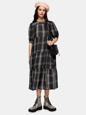 Gray Check Chuck On Midi Dress