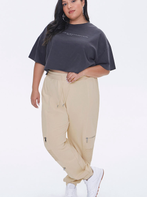 Plus Size Ladder Cutout Ankle Joggers