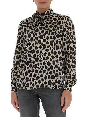 Saint Laurent Leopard Print Blouse