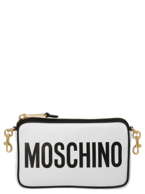 Moschino Logo Printed Chain Shoulder Bag