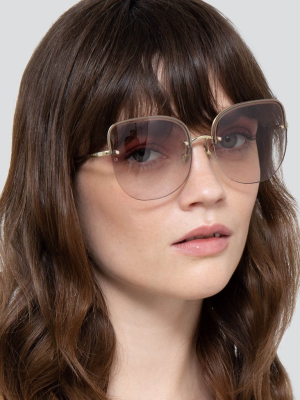 Loni Cat Eye Sunglasses In Light Gold And Blue