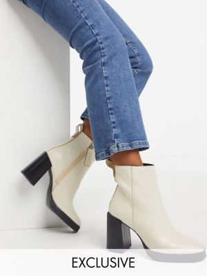 Asra Exclusive Herington Heeled Boots In Bone Leather