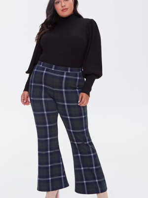 Plus Size Plaid Flare Pants