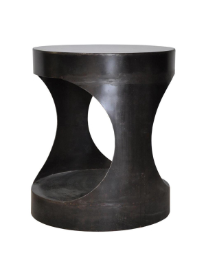 Noir Eclipse Black Metal Round Side Table