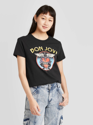 Women's Bon Jovi Short Sleeve Graphic T-shirt - Black