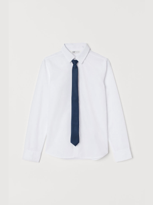 Shirt With Tie/bow Tie