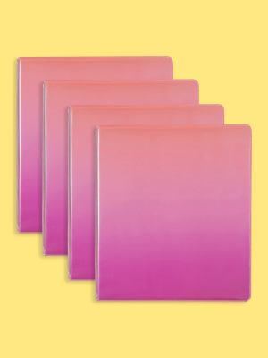 1 Inch Binder, 4 Pack - Coral Ombre