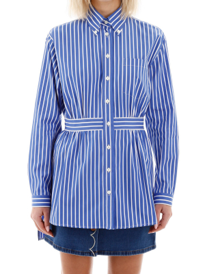 Prada Striped Asymmetric Hem Shirt