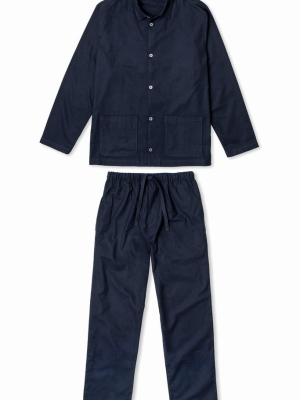 Men’s Pocket Pyjama Set Brushed Cotton Navy