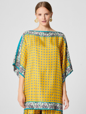 Silk Foulard Print Tunic Top