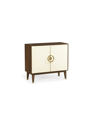 Walnut & Crackle Cloth Lacquered Sideboard