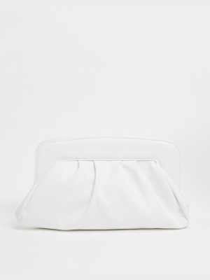 Asos Design Padded Frame Clutch Bag In White