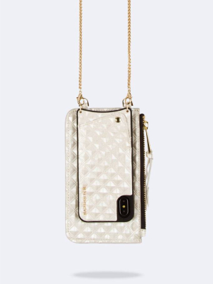 Classic Pyramid Embossed Pouch - Creme/gold