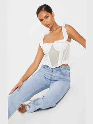 White Chiffon Frill Hem Cami Top