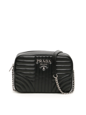 Prada Diagramme Logo Embossed Shoulder Bag