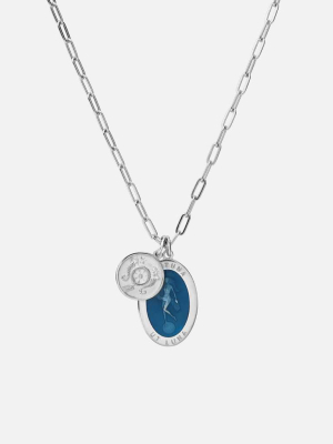 Fortuna Cable Chain Necklace, Sterling Silver/blue