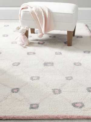 Deco Geo Nursery Rug - Ivory /pink