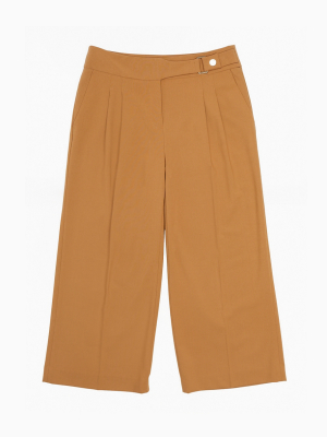 Lux Solid Wide Leg Cropped Pants