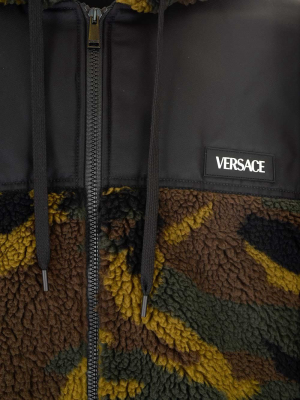 Versace Logo Patch Hooded Jacket