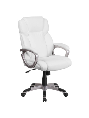 Mid Back Leather Office Chair With Padded Arms - Riverstone Furniture