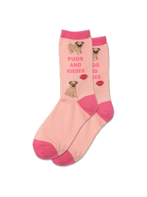 Women's Pugs And Kisses Crew Socks